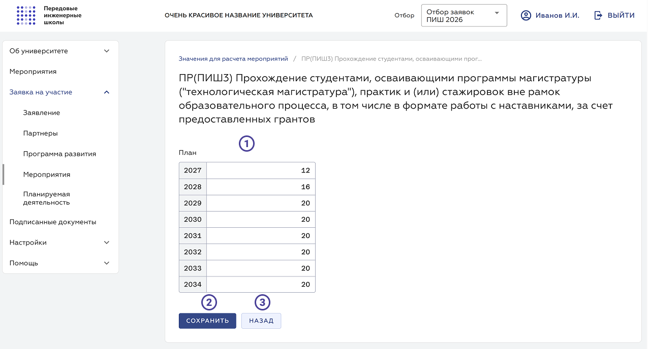Редактирование характеристики
