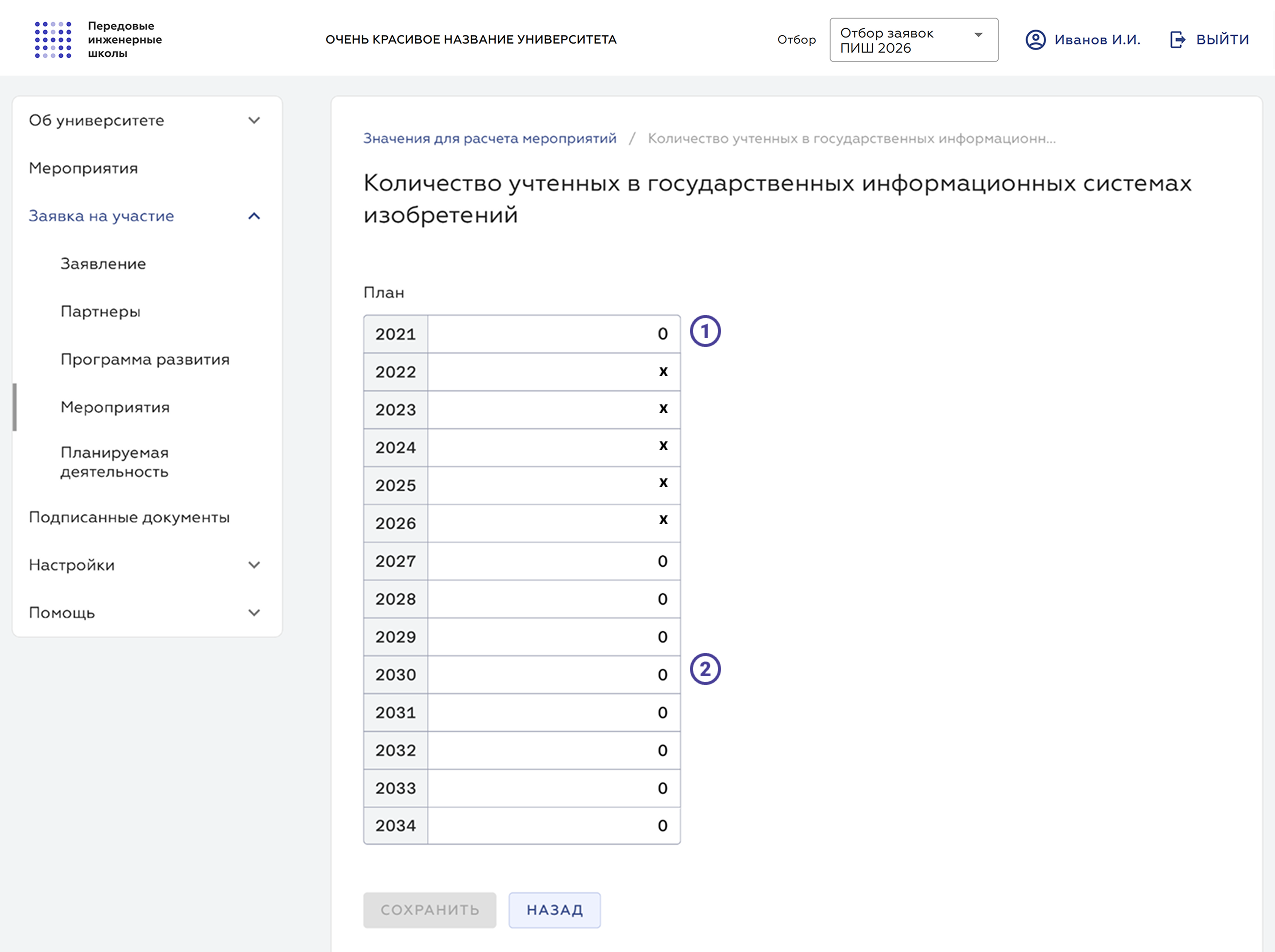 собенности интерфейса для компонентов характеристики р8_з